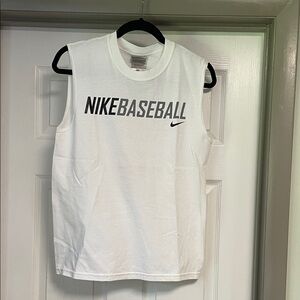 Nike White Sleeveless Baseball Tee